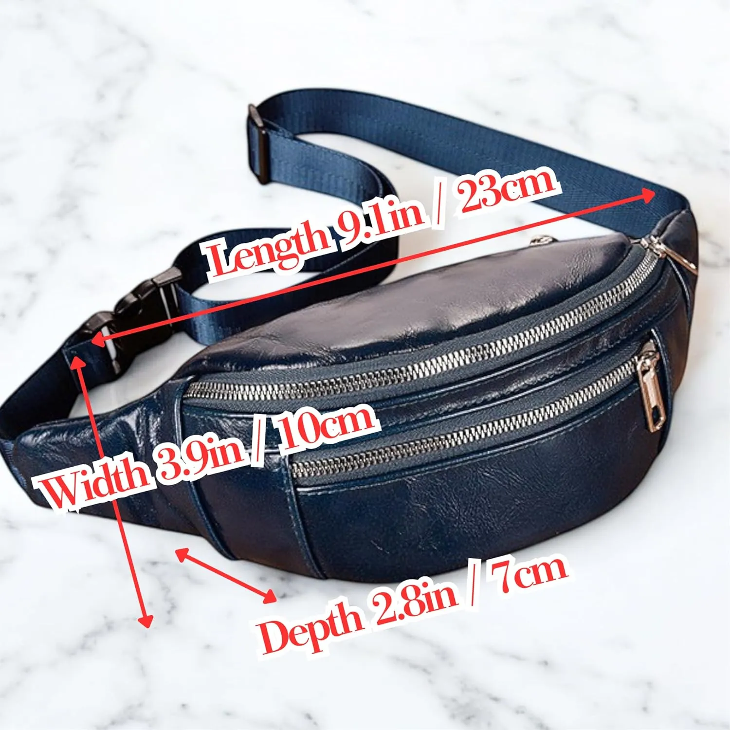 Genuine Leather Vintage Travel Fanny Pack Zipper Pockets with Key Ring Strap, Adjustable Strap Sling Bags Crossbody Daypack, Cowhide Leather Waist Backpack (Blue Green)