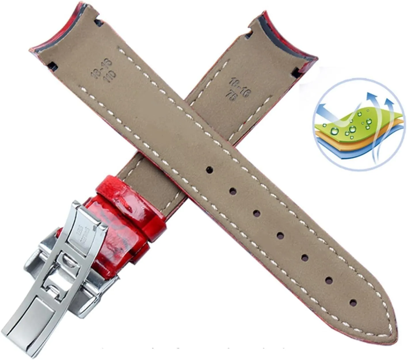 Genuine Leather watch strap Bracelet for Tissot T035/T035210A Women Curved end Wristband 18mm