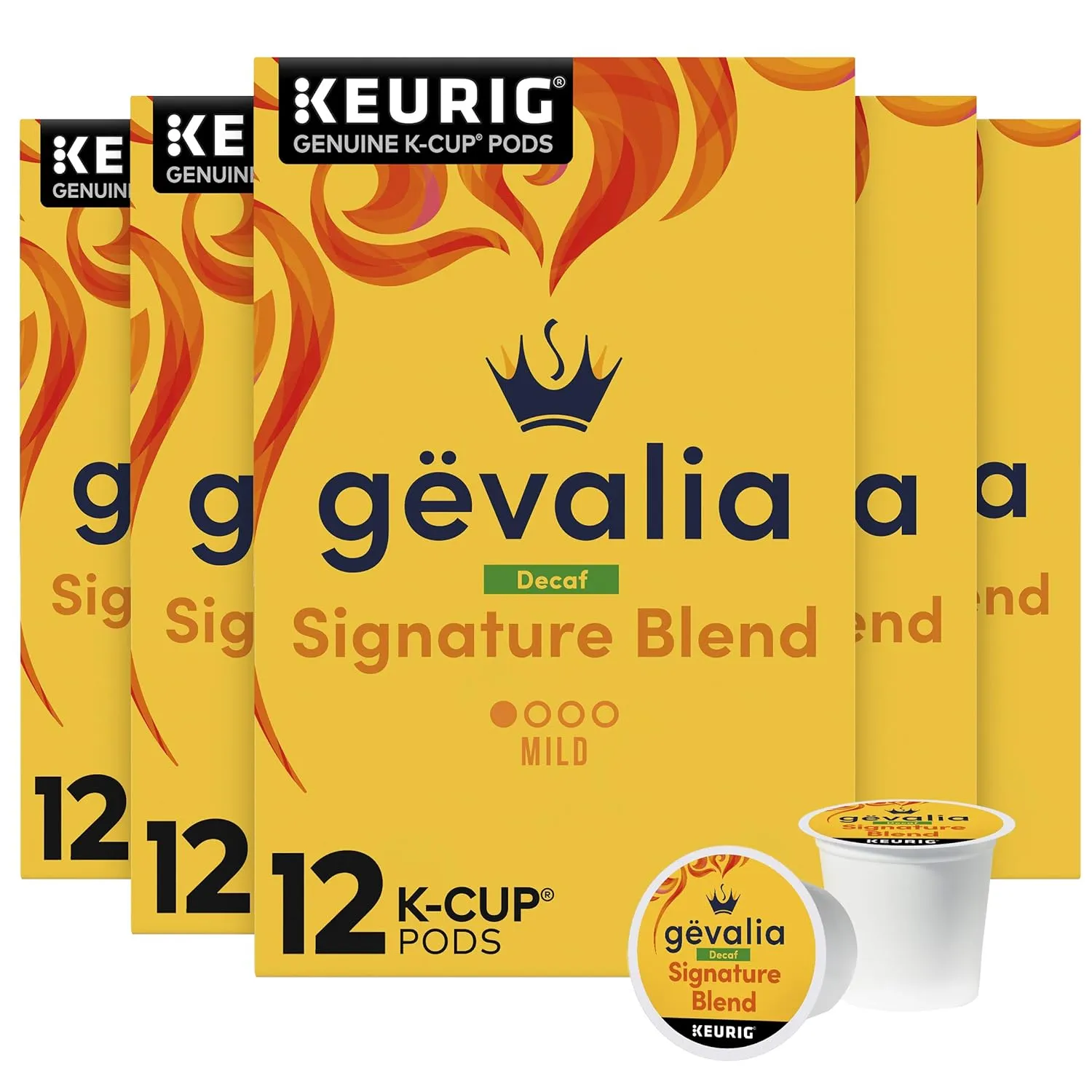 Gevalia Signature Blend Decaf Mild Light Roast K-Cup® Coffee Pods (72 Pods, 6 Boxes of 12)