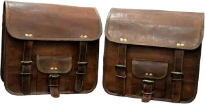 GifteQ Leather Saddle Bags for Motorcycle Messenger Saddle Bag Bike Motorcycle Accessories Bicycle Tool Bag Luggage Bag for Motorcycles and Bikes (Set of 2) (11 x 15 x 3.5 Inches)
