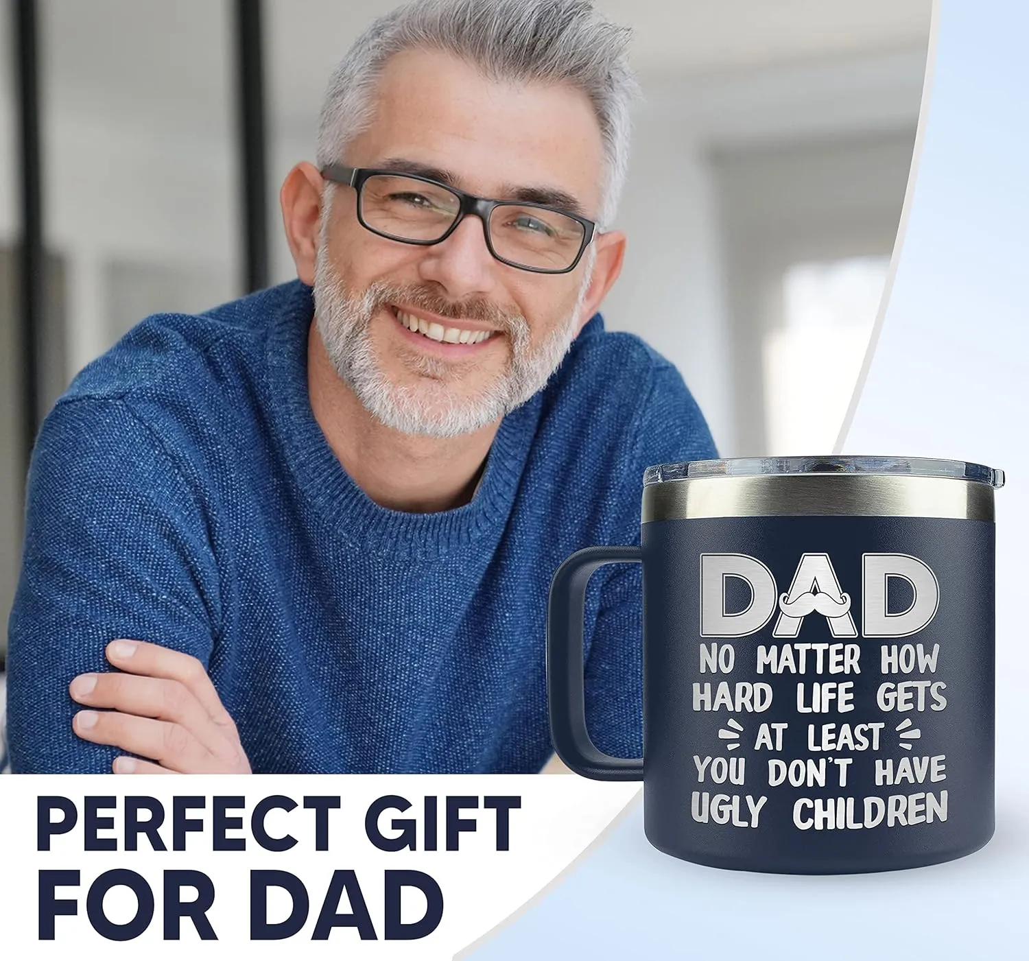 Gifts for Dad from Daughter, Son - Father's Day Gifts for Dad, Men - Dads Birthday Gift Ideas, Happy Birthday gifts for Dads, Fathers - Best Dad Ever Gift, Funny dad Mug, 14 Oz Coffee Mug for dad