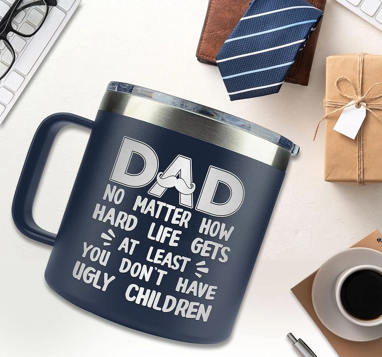Gifts for Dad from Daughter, Son - Father's Day Gifts for Dad, Men - Dads Birthday Gift Ideas, Happy Birthday gifts for Dads, Fathers - Best Dad Ever Gift, Funny dad Mug, 14 Oz Coffee Mug for dad