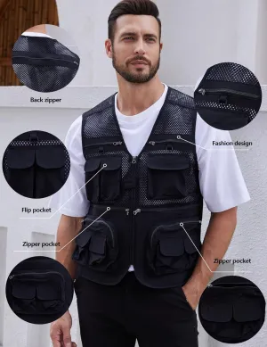 Gihuo Men's Utility Vest Fishing Safari Vest Summer Travel Vest with Pockets