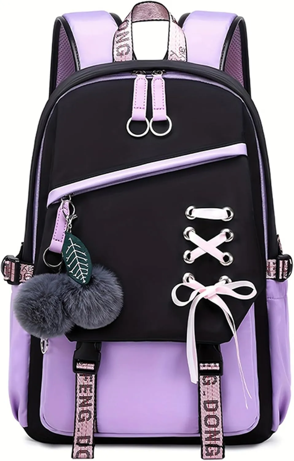 Girls Backpack Color-blocking Teenage Bookbag Nylon Waterproof Kids Elementary Middle Schoolbag