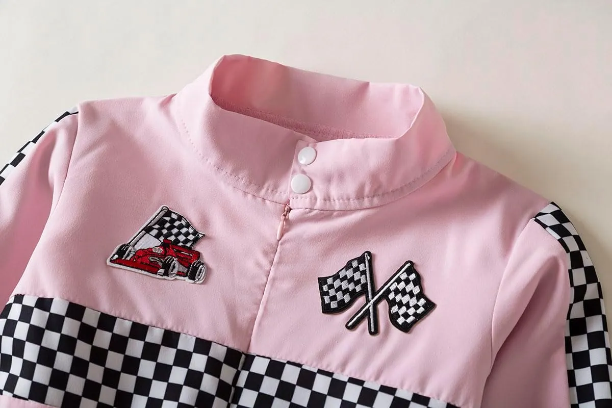 Girls Racer Jumpsuit Kid's Costume Kids car Racing Suit Driver Racing Suit Baby Race Suit Baby Coveralls