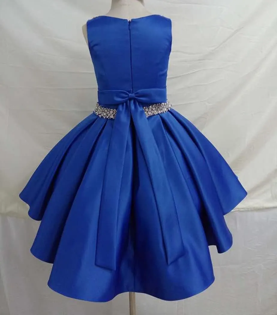 Girls Stain Pageant Interview Dresses Knee Length Suit for Kids Formal Party Dress