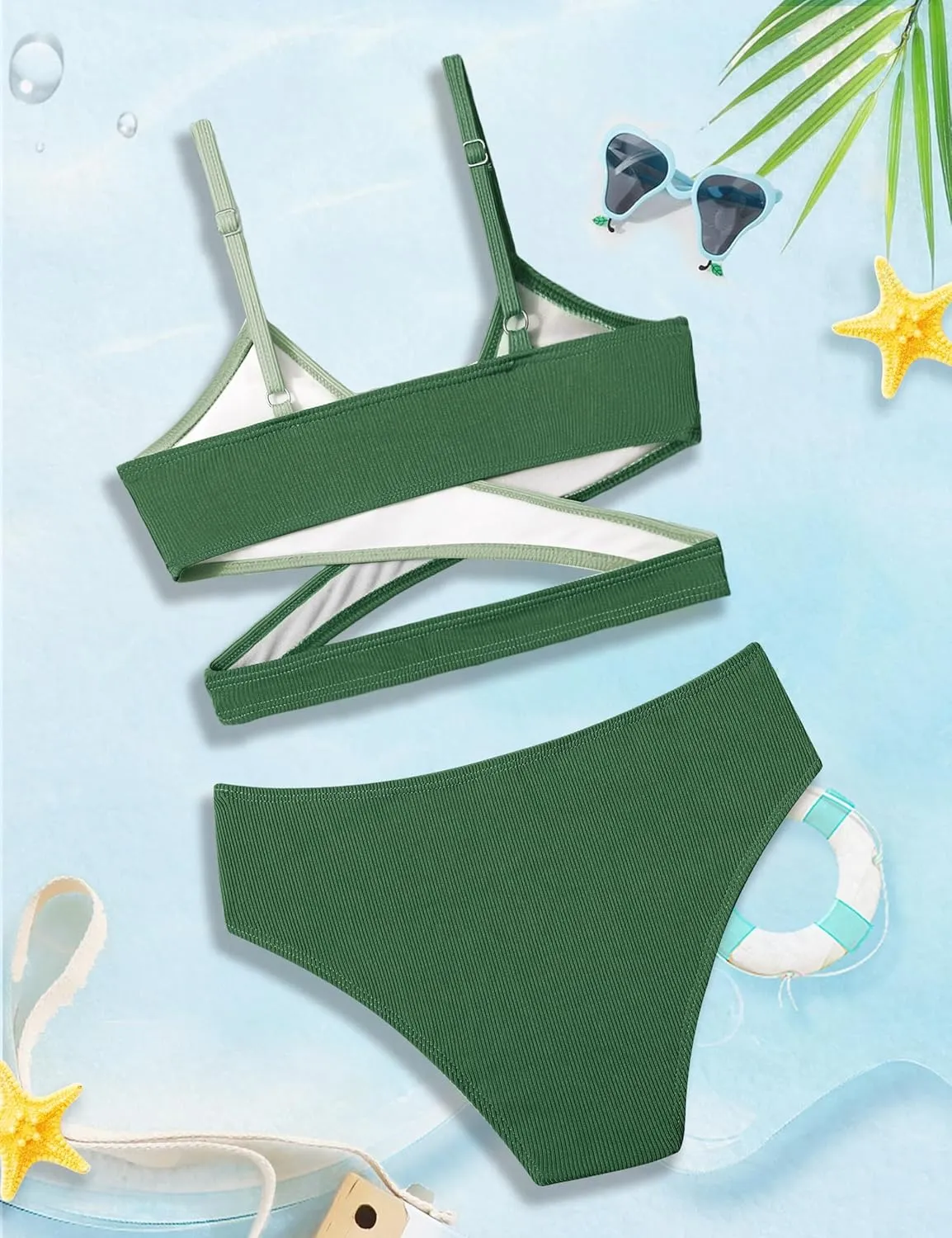 Girls Swimsuits Bikini Set,Two Piece Swimsuit Criss Cross Bathing Suit Girls' Swimwear