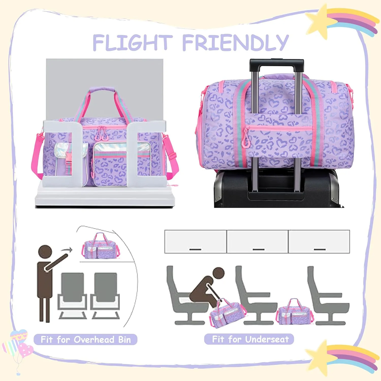 Girls Travel Toiletry Gym Overnight Bag with Shoes Compartment