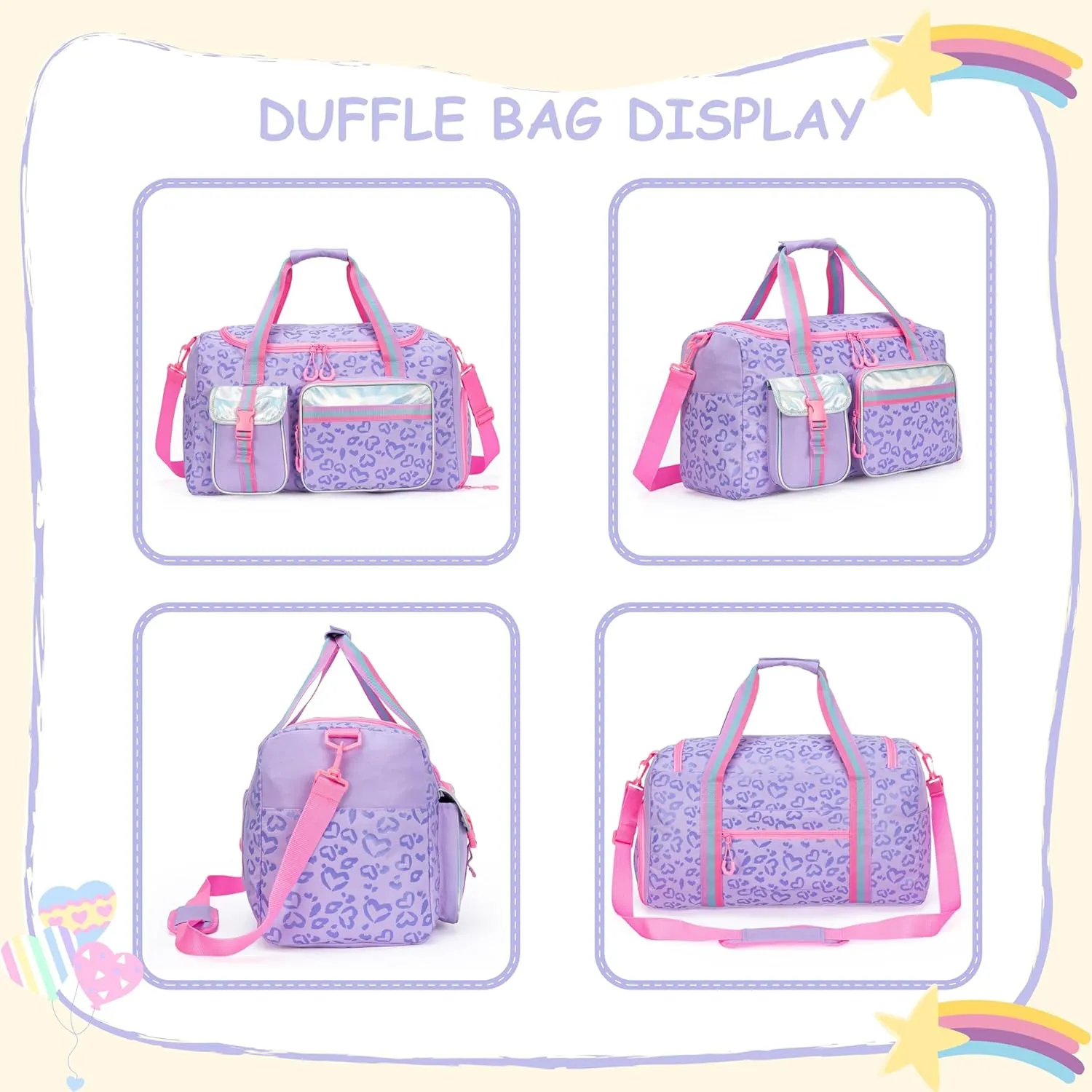 Girls Travel Toiletry Gym Overnight Bag with Shoes Compartment