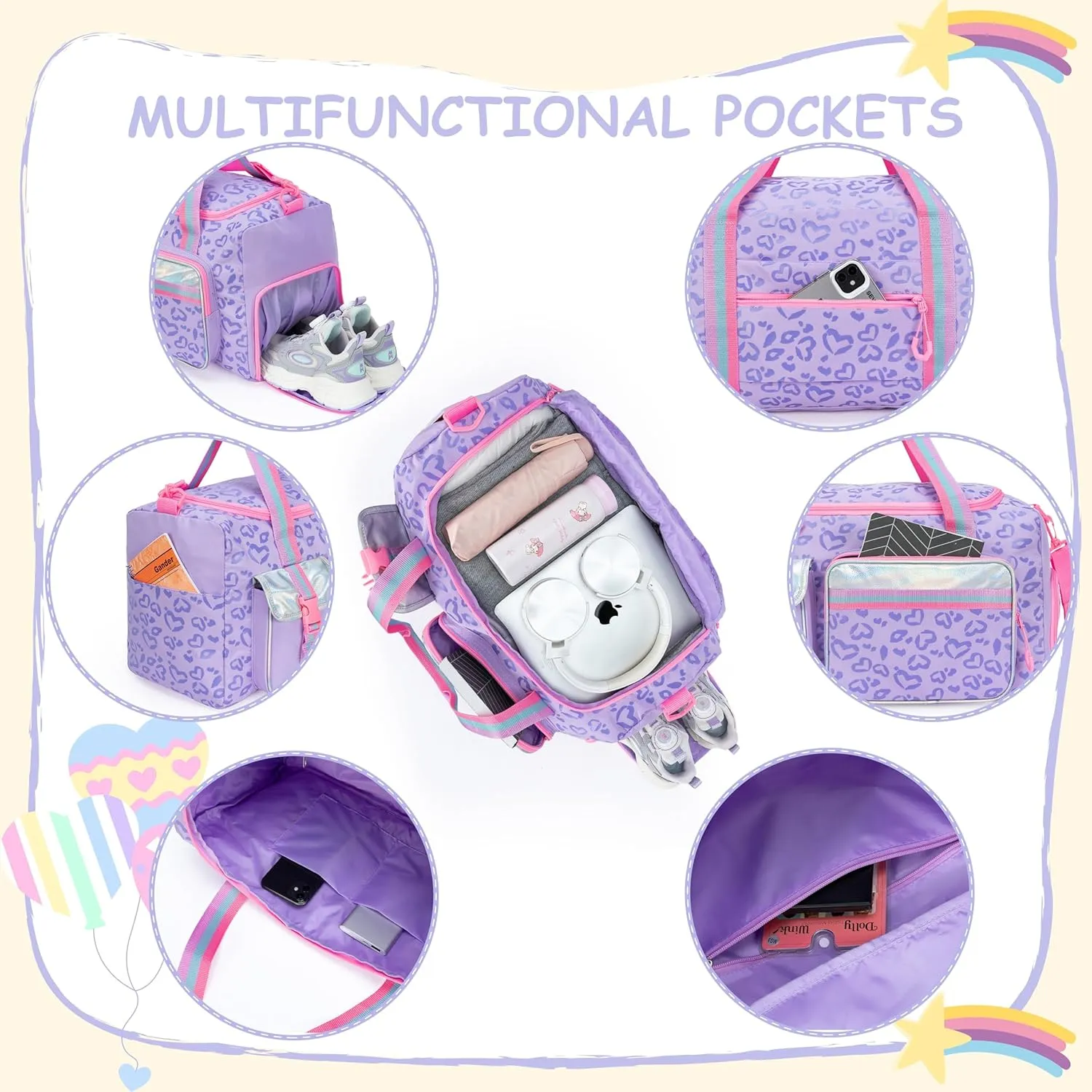 Girls Travel Toiletry Gym Overnight Bag with Shoes Compartment