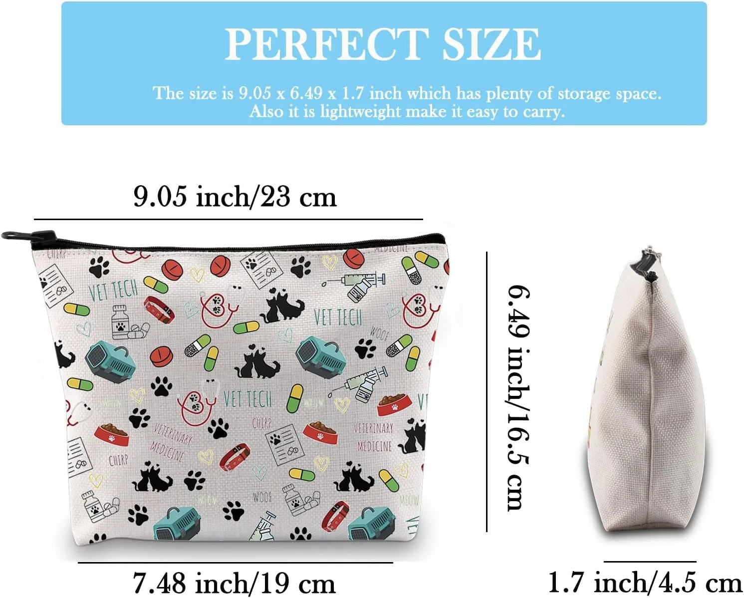 GJTIM Veterinary Technician Gift Vet Receptionist Gift Vet Assistant Gift Vet Medicine Graduation Gift Zipper Pouch Makeup Bag (Vet Tech Pattern Bag)