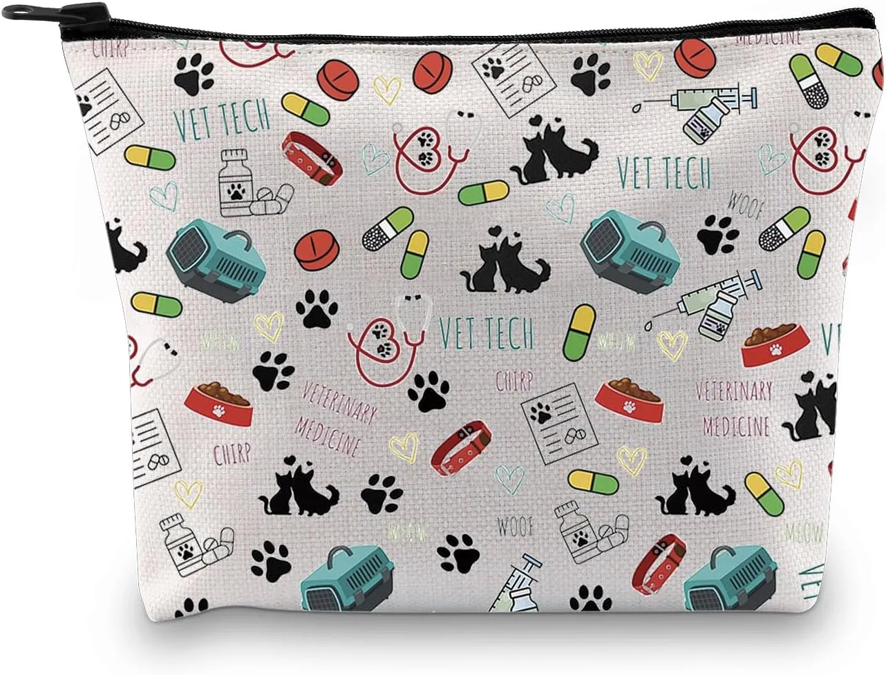 GJTIM Veterinary Technician Gift Vet Receptionist Gift Vet Assistant Gift Vet Medicine Graduation Gift Zipper Pouch Makeup Bag (Vet Tech Pattern Bag)
