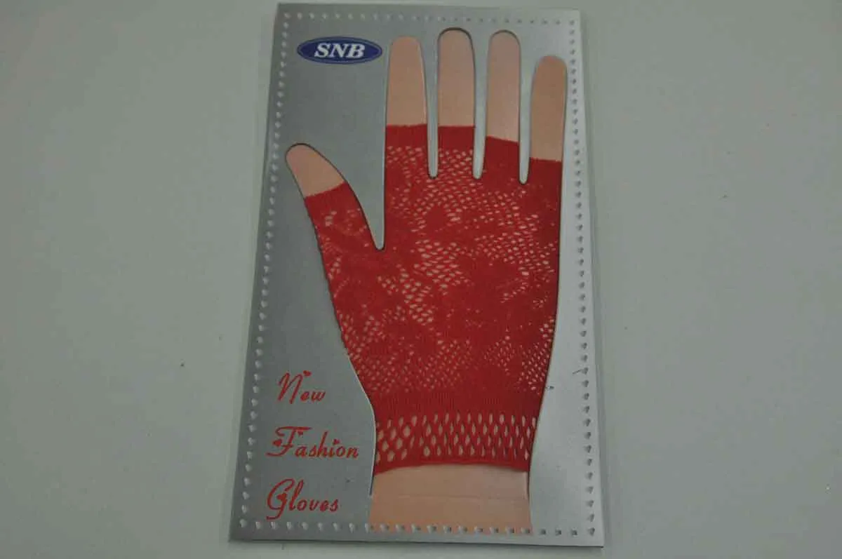 Gloves Fingerless Lace Red