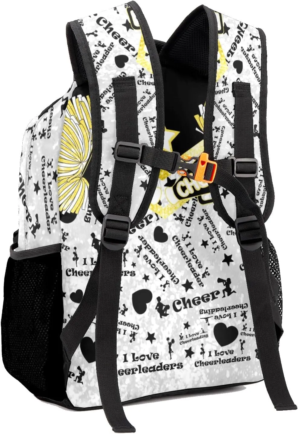 Golden Cheer Yellow Cheerleaders Backpack Personalized Casual Daypack for Kids Child Student Bookbag with 2 Side Pockets Daypack for Men Women