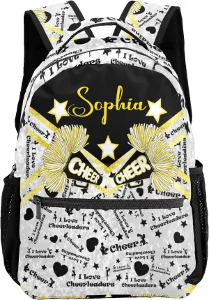 Golden Cheer Yellow Cheerleaders Backpack Personalized Casual Daypack for Kids Child Student Bookbag with 2 Side Pockets Daypack for Men Women