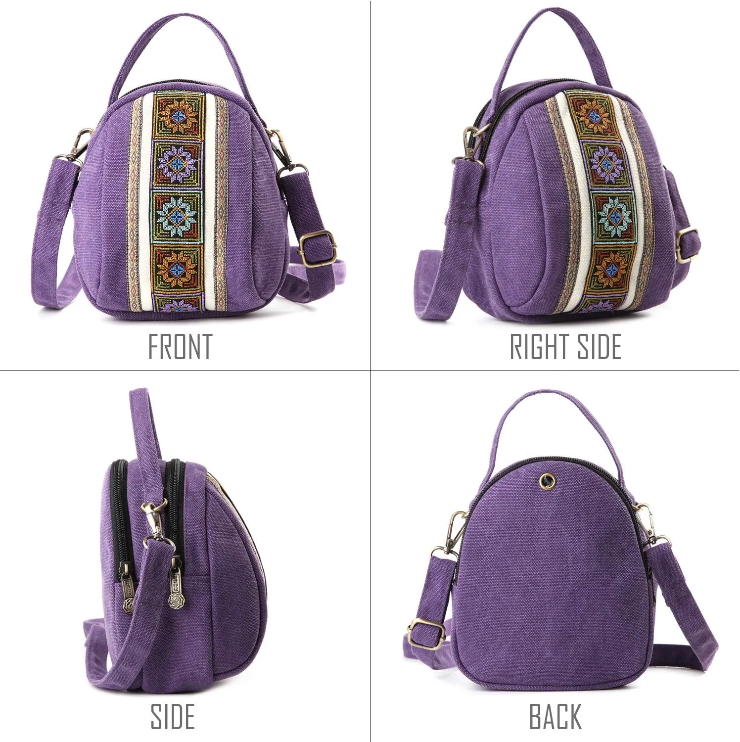 Goodhan Embroidery Canvas Crossbody Bag Cell phone Pouch Coin Purse for Women