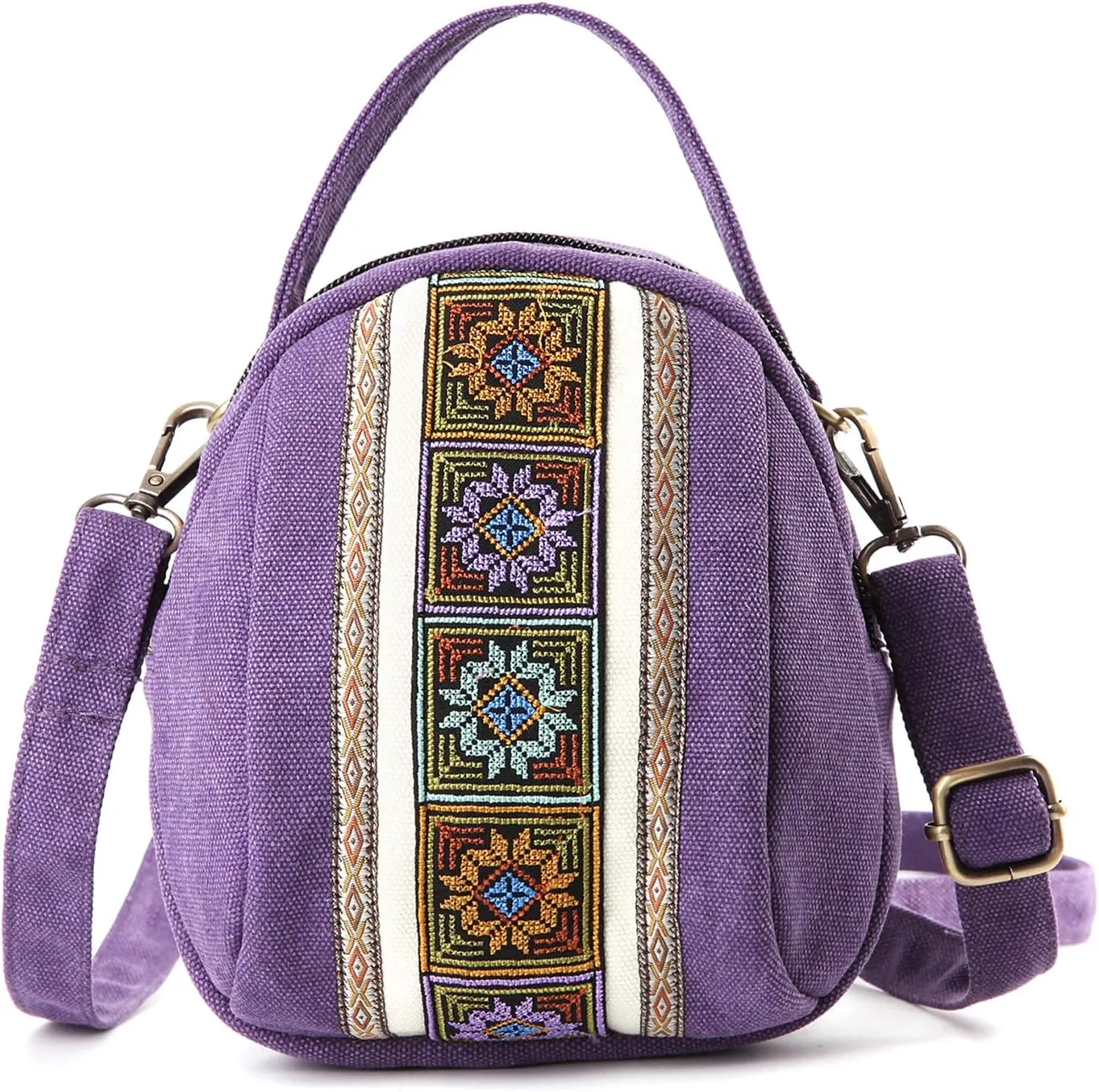 Goodhan Embroidery Canvas Crossbody Bag Cell phone Pouch Coin Purse for Women