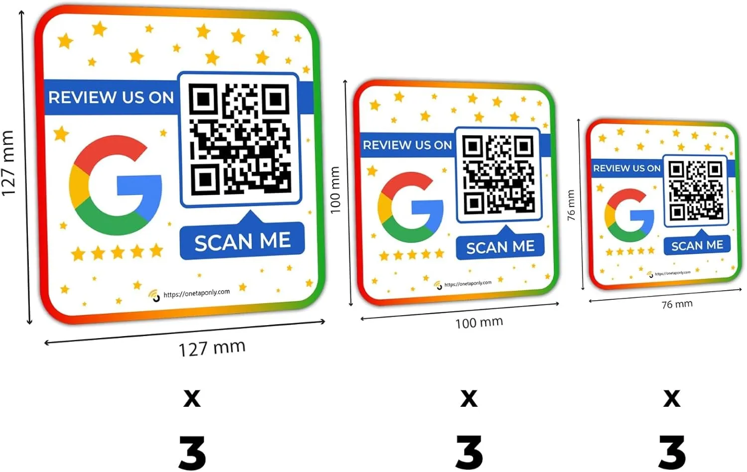 Google Review Stickers | 9 Stickers Pack | Review QR Code | Review Sticker | Unlimited Scan (3-Pack-9-Stickers)
