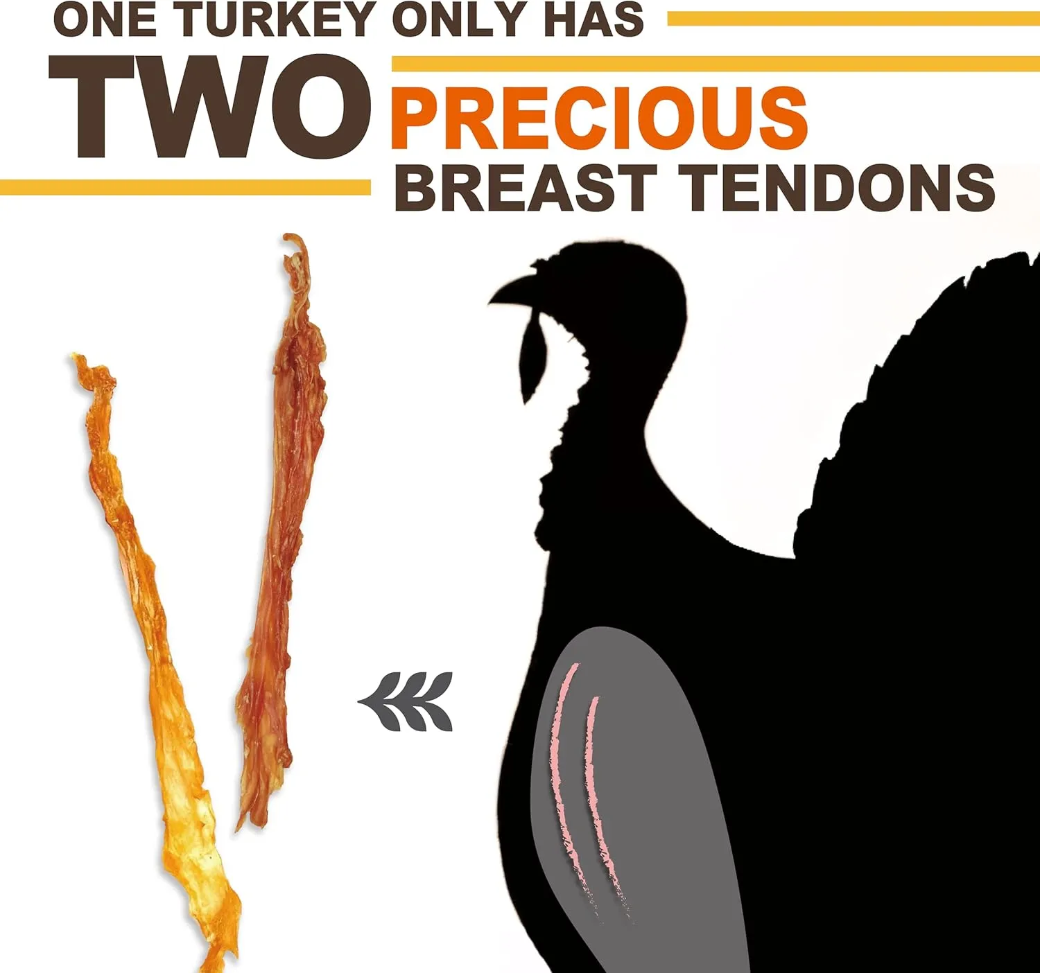 Gootoe Turkey Tendon Dog Treats, Turkey Tendon Bone (L) 3.53 oz, 100% USA-Sourced, Natural Snack, Premium Training Chews, Hypoallergenic, Reseal Value Bags, Size for Large Dogs