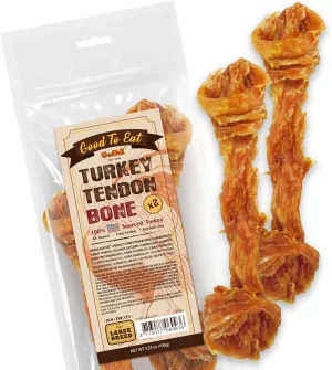 Gootoe Turkey Tendon Dog Treats, Turkey Tendon Bone (L) 3.53 oz, 100% USA-Sourced, Natural Snack, Premium Training Chews, Hypoallergenic, Reseal Value Bags, Size for Large Dogs