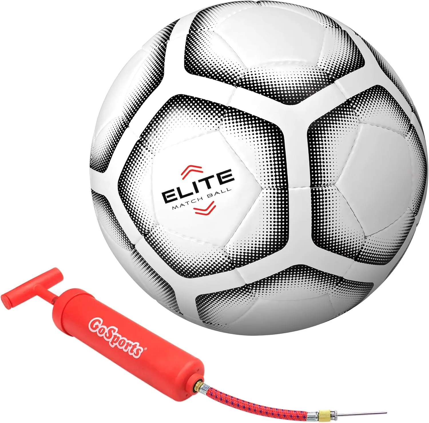 GoSports Elite Match Soccer Ball - Professional Tier Ball, Size 5 with Bonus Air Pump - Available as Single Balls or 6 Packs