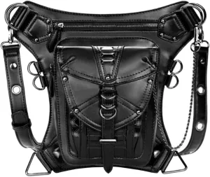Gothic Waist Bag Punk Tactical Drop Leg Bag Outdoor Bike Motorcycle Cycling Hiking Fanny Pack Hip/Thigh Pouch Shoulder Bag Black (Black Ring)