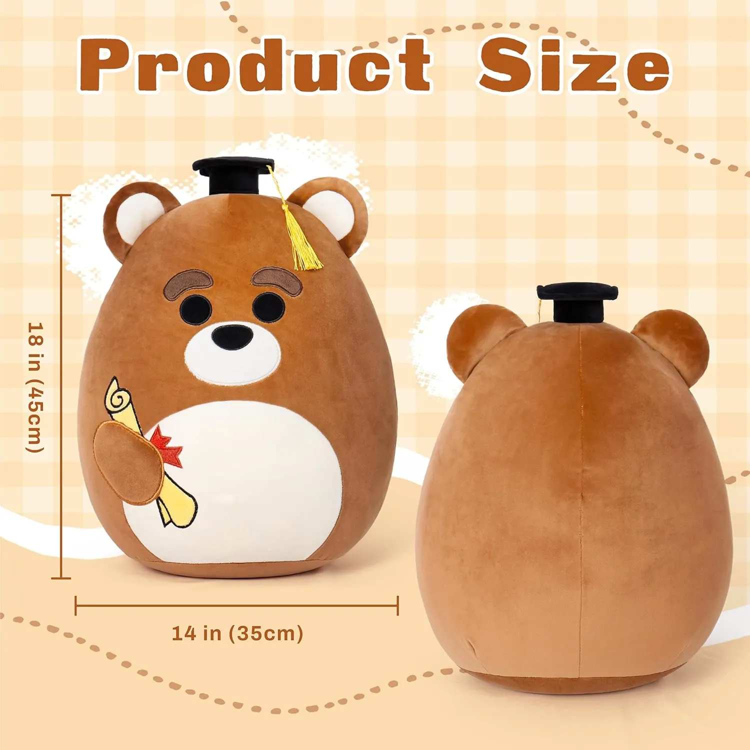 Graduation Gifts, Middle School 2025 Bear Stuffed Animals Plush with Mini Graduation Cap, Cute Doll Pillow Toys for High/Elementary School Students