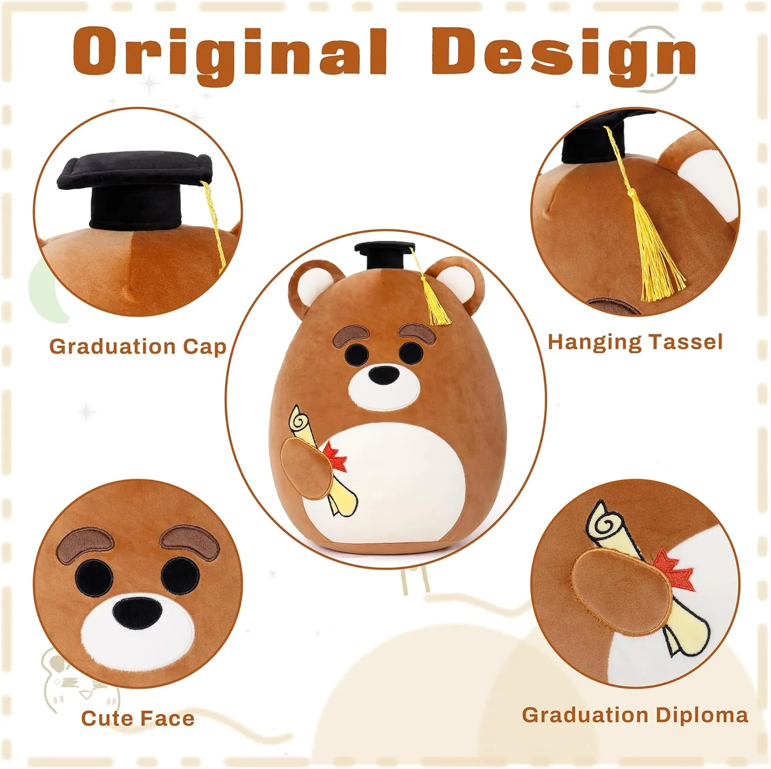Graduation Gifts, Middle School 2025 Bear Stuffed Animals Plush with Mini Graduation Cap, Cute Doll Pillow Toys for High/Elementary School Students