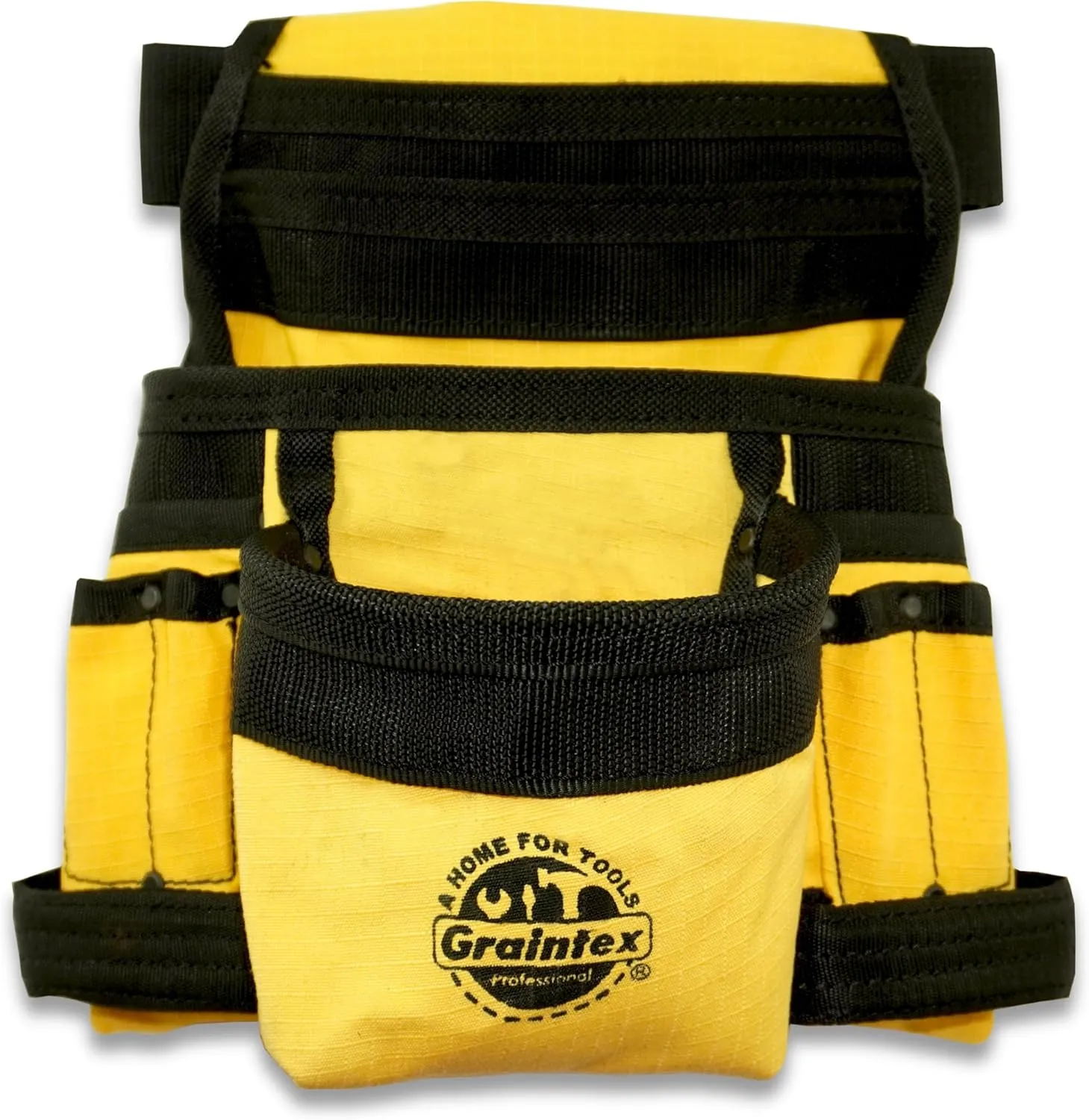 Graintex CS2465 10 Pocket Finisher Canvas Tool Pouch Yellow Color, 2” Webbing Belt, Multipurpose Tool Bag for Tools, Electrician Tools, Tool Pouch Bag for Plumbers, Carpenter Pouch