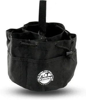Graintex GB2883 18 Pockets Grab Bag Black Color Rip-Stop Canvas Drawstring Closure, Small Parts Organizer Bag, Parachute Canvas Bag for Screws, Small Tools, Small Parts