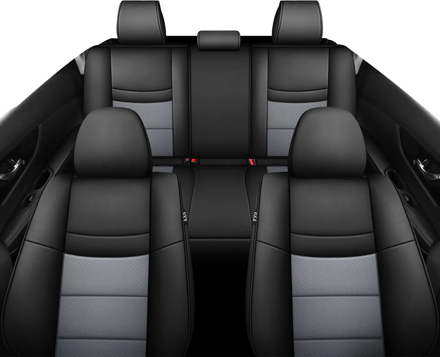 GXT Fit Nissan X-Trail Seat Covers for Selected 2014 2015 2016 2017 2018 2019 2020 Nissan X-Trail - Odorless Leatherette Full Set Custom Seat Covers(Black and Grey)