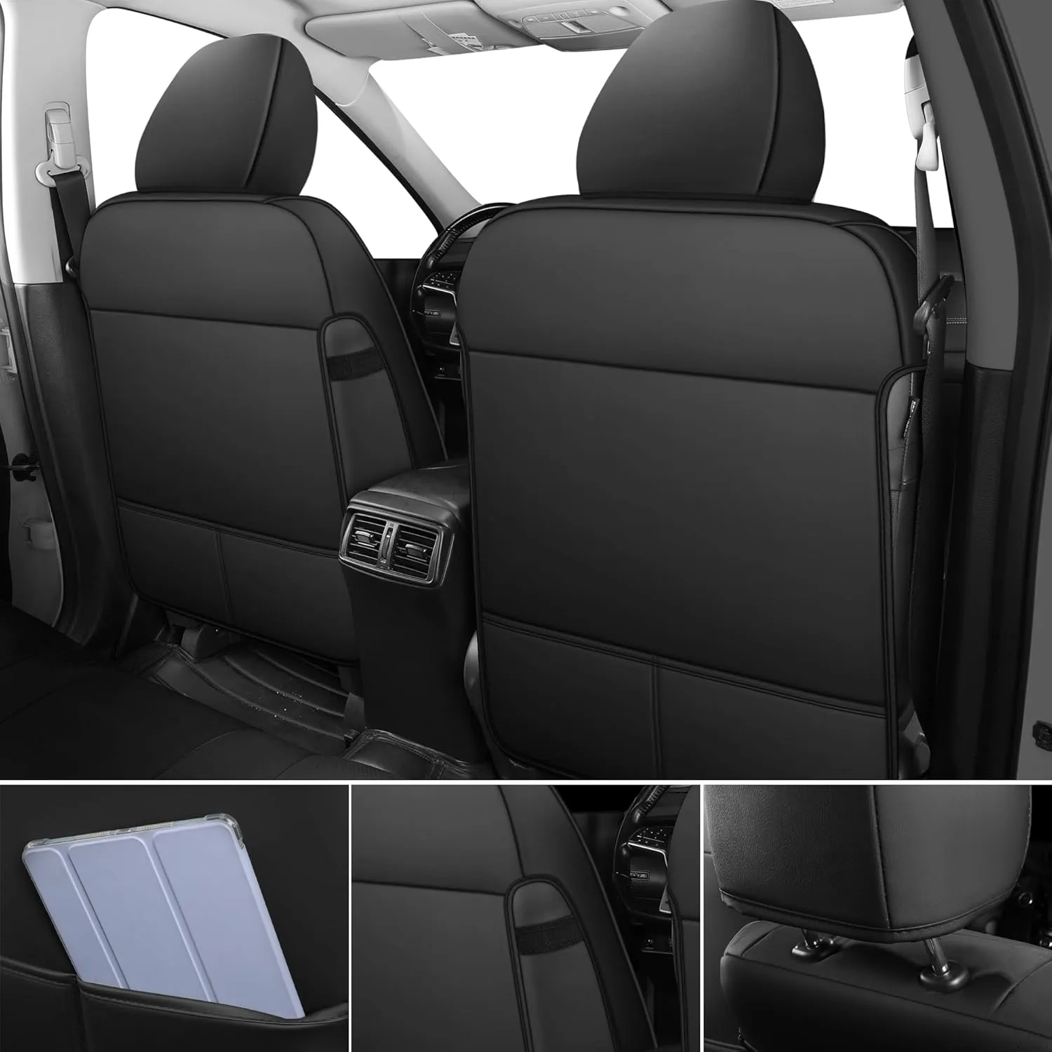 GXT Fit Nissan X-Trail Seat Covers for Selected 2014 2015 2016 2017 2018 2019 2020 Nissan X-Trail - Odorless Leatherette Full Set Custom Seat Covers(Black and Grey)