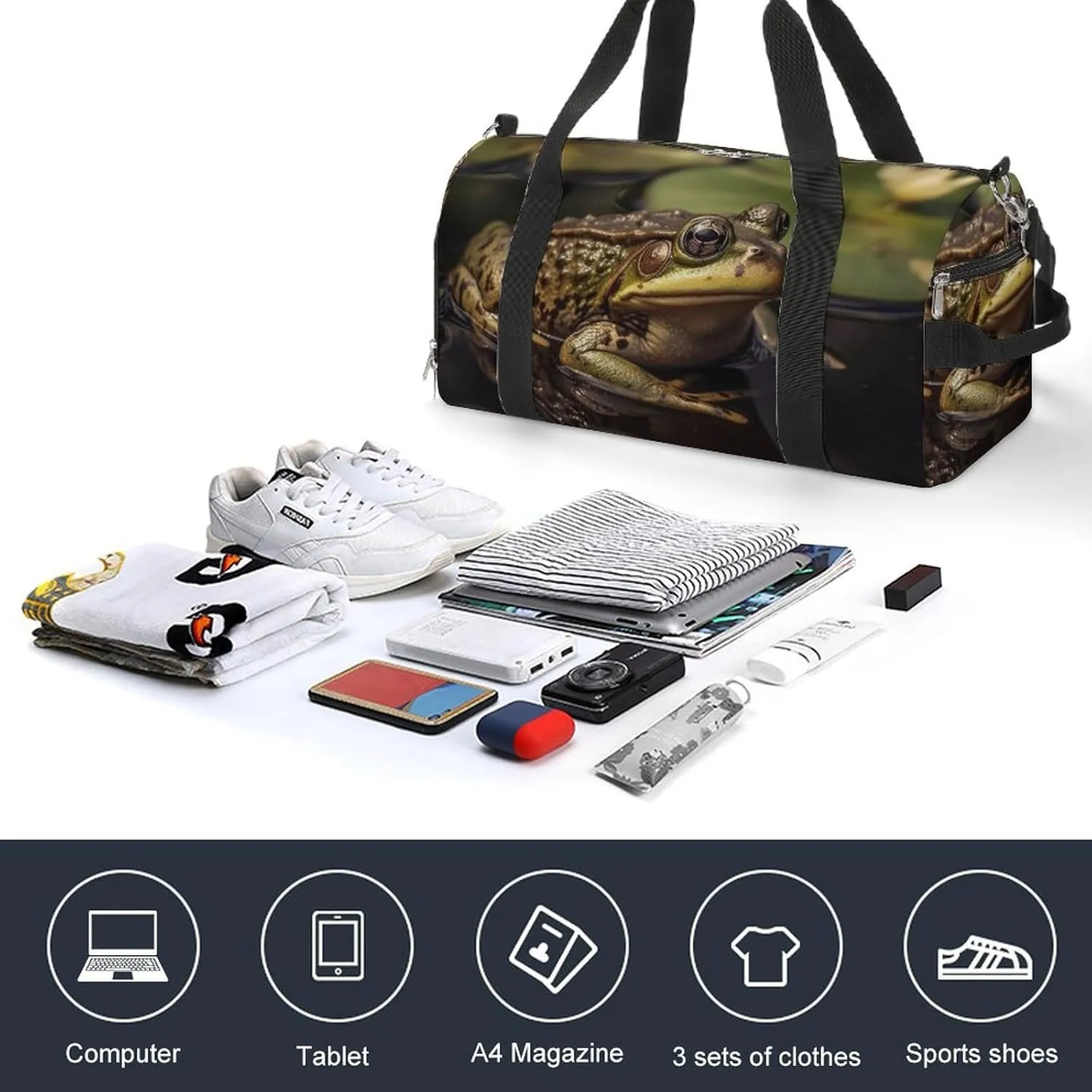 Gym Bag Animals in Water Duffel Bag for Men Women Travel Overnight Bag with Shoe Compartment Workout Bags
