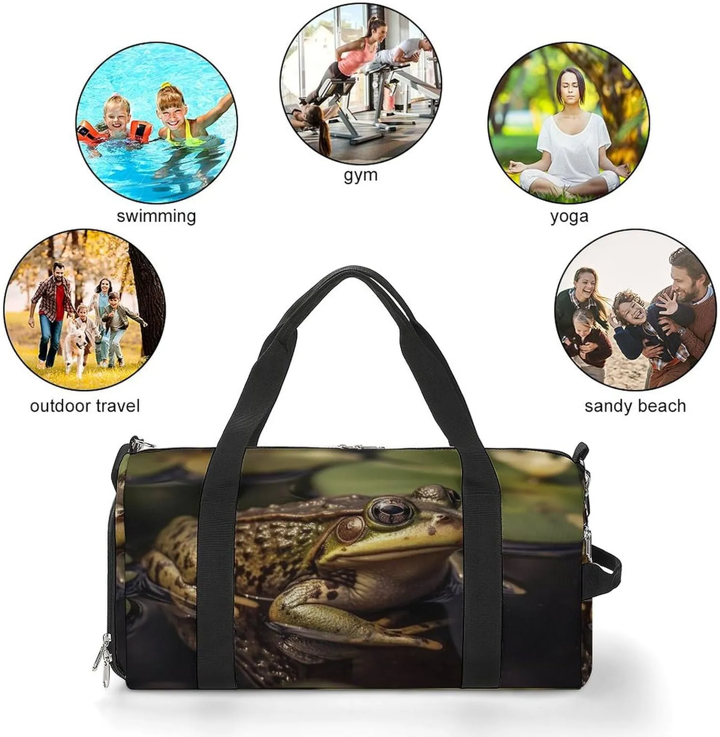 Gym Bag Animals in Water Duffel Bag for Men Women Travel Overnight Bag with Shoe Compartment Workout Bags