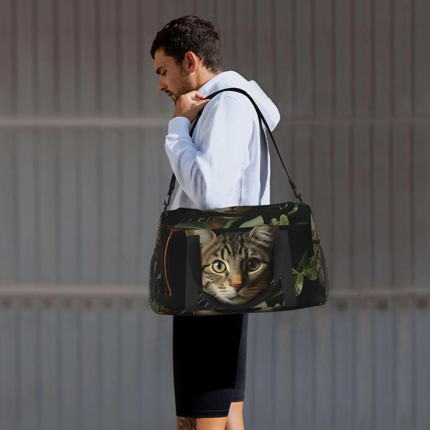 Gym Bag Cat in Bag Duffel Bag for Men Women Travel Overnight Bag with Shoe Compartment Workout Bags