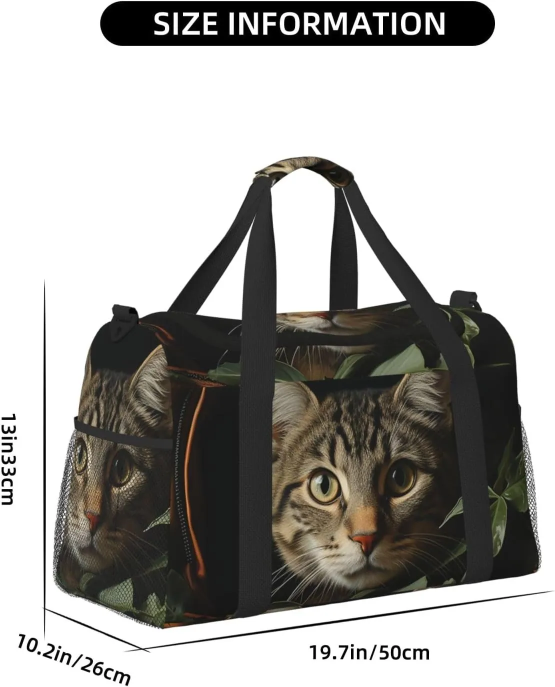 Gym Bag Cat in Bag Duffel Bag for Men Women Travel Overnight Bag with Shoe Compartment Workout Bags