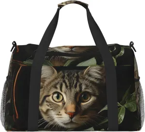 Gym Bag Cat in Bag Duffel Bag for Men Women Travel Overnight Bag with Shoe Compartment Workout Bags