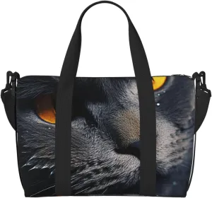Gym Bag Cats with yellow eyes Duffel Bag for Men Women Travel Overnight Bag with Shoe Compartment Workout Bags
