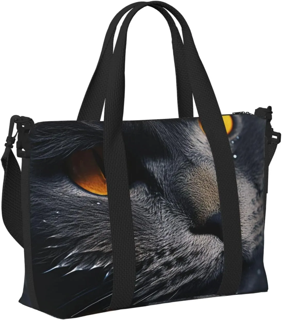 Gym Bag Cats with yellow eyes Duffel Bag for Men Women Travel Overnight Bag with Shoe Compartment Workout Bags