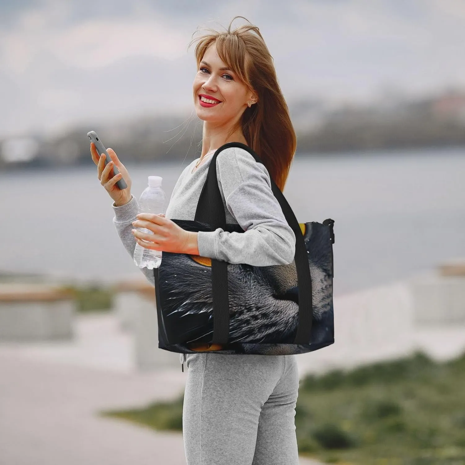 Gym Bag Cats with yellow eyes Duffel Bag for Men Women Travel Overnight Bag with Shoe Compartment Workout Bags