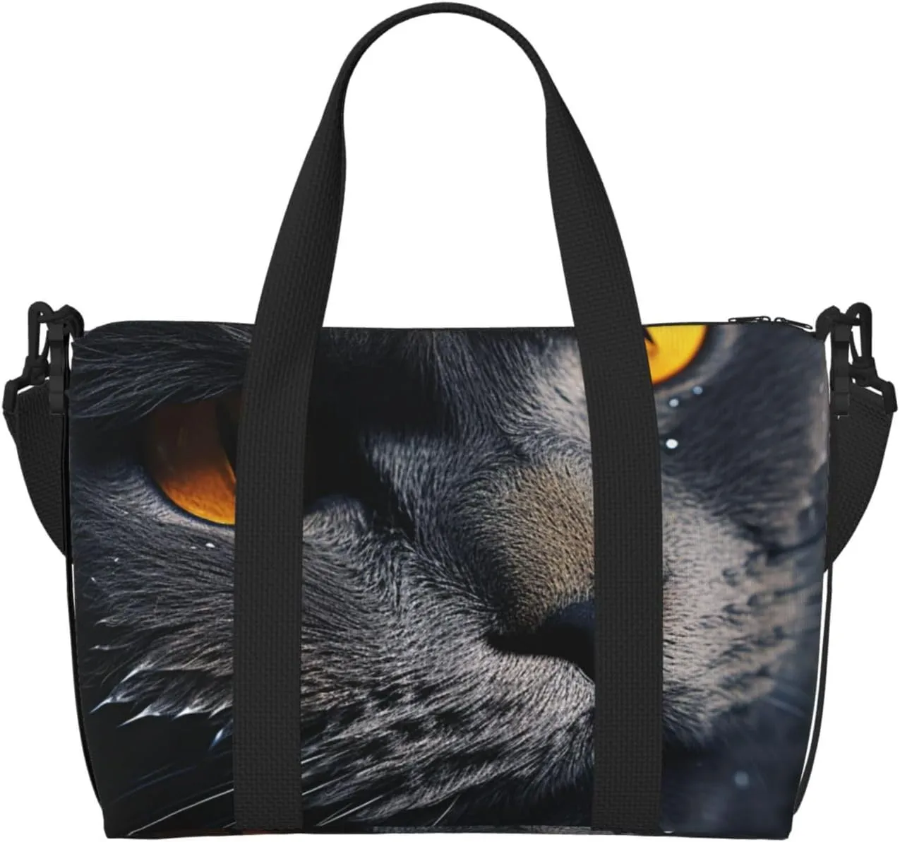 Gym Bag Cats with yellow eyes Duffel Bag for Men Women Travel Overnight Bag with Shoe Compartment Workout Bags