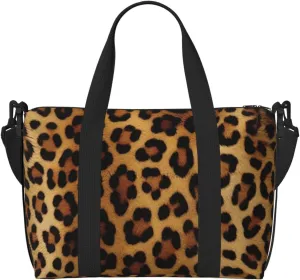 Gym Bag Leopard Skin Duffel Bag for Men Women Travel Overnight Bag with Shoe Compartment Workout Bags