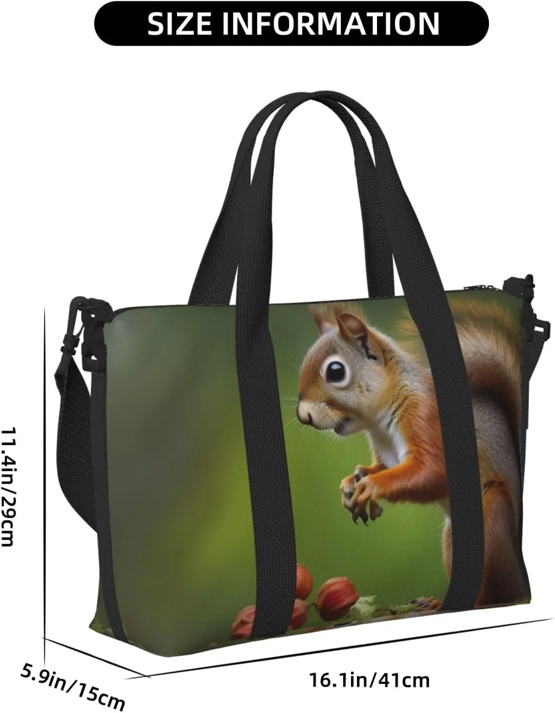 Gym Bag squirrel Duffel Bag for Men Women Travel Overnight Bag with Shoe Compartment Workout Bags