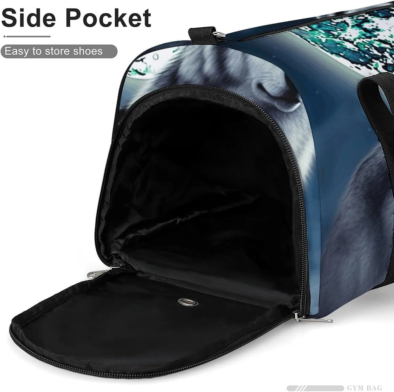 Gym Bag Wolf Under Moon Duffel Bag for Men Women Travel Overnight Bag with Shoe Compartment Workout Bags