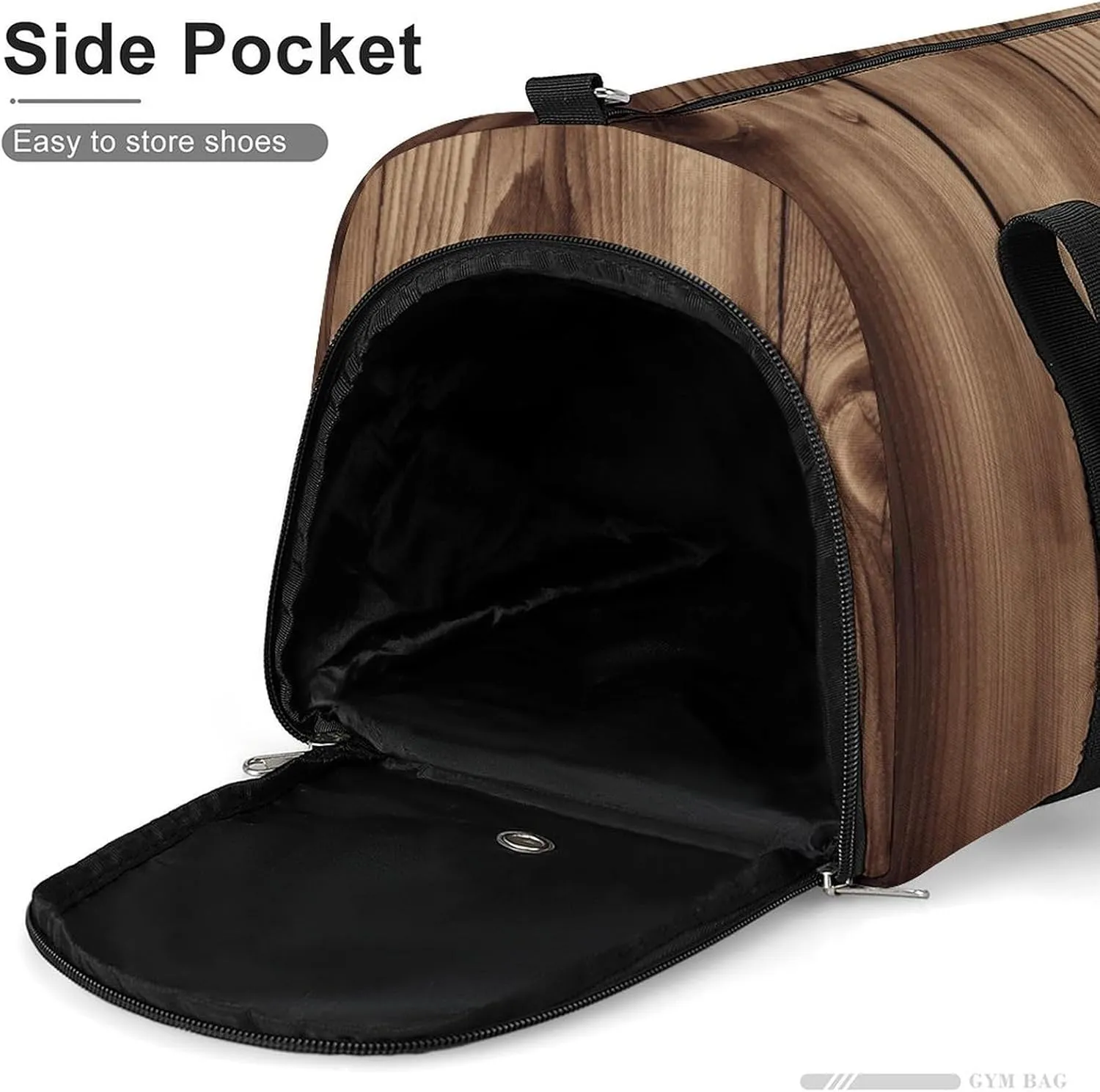 Gym Bag Wood Grain Duffel Bag for Men Women Travel Overnight Bag with Shoe Compartment Workout Bags