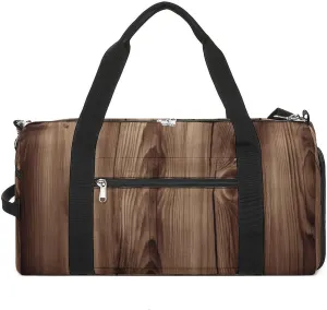 Gym Bag Wood Grain Duffel Bag for Men Women Travel Overnight Bag with Shoe Compartment Workout Bags