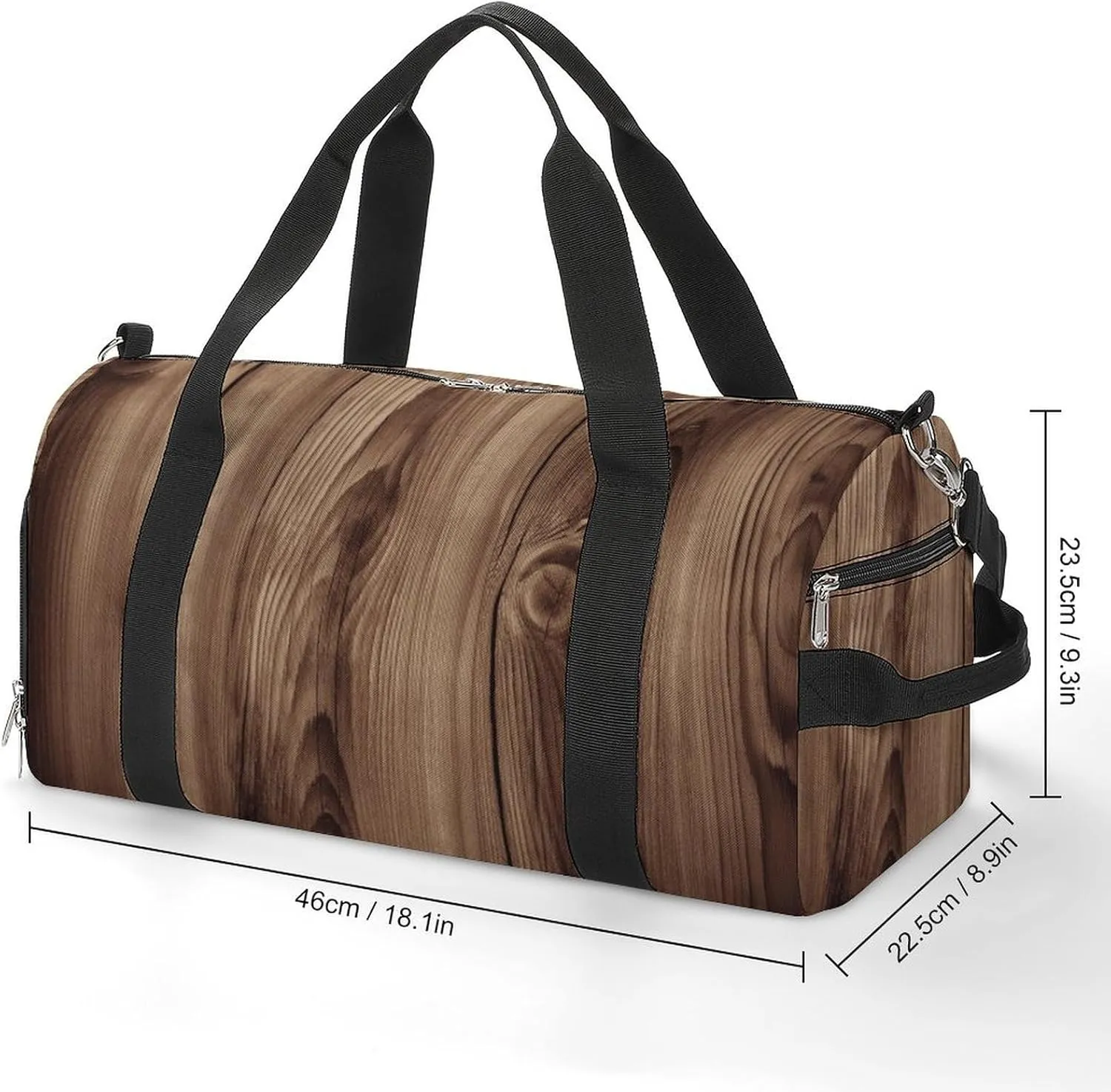 Gym Bag Wood Grain Duffel Bag for Men Women Travel Overnight Bag with Shoe Compartment Workout Bags
