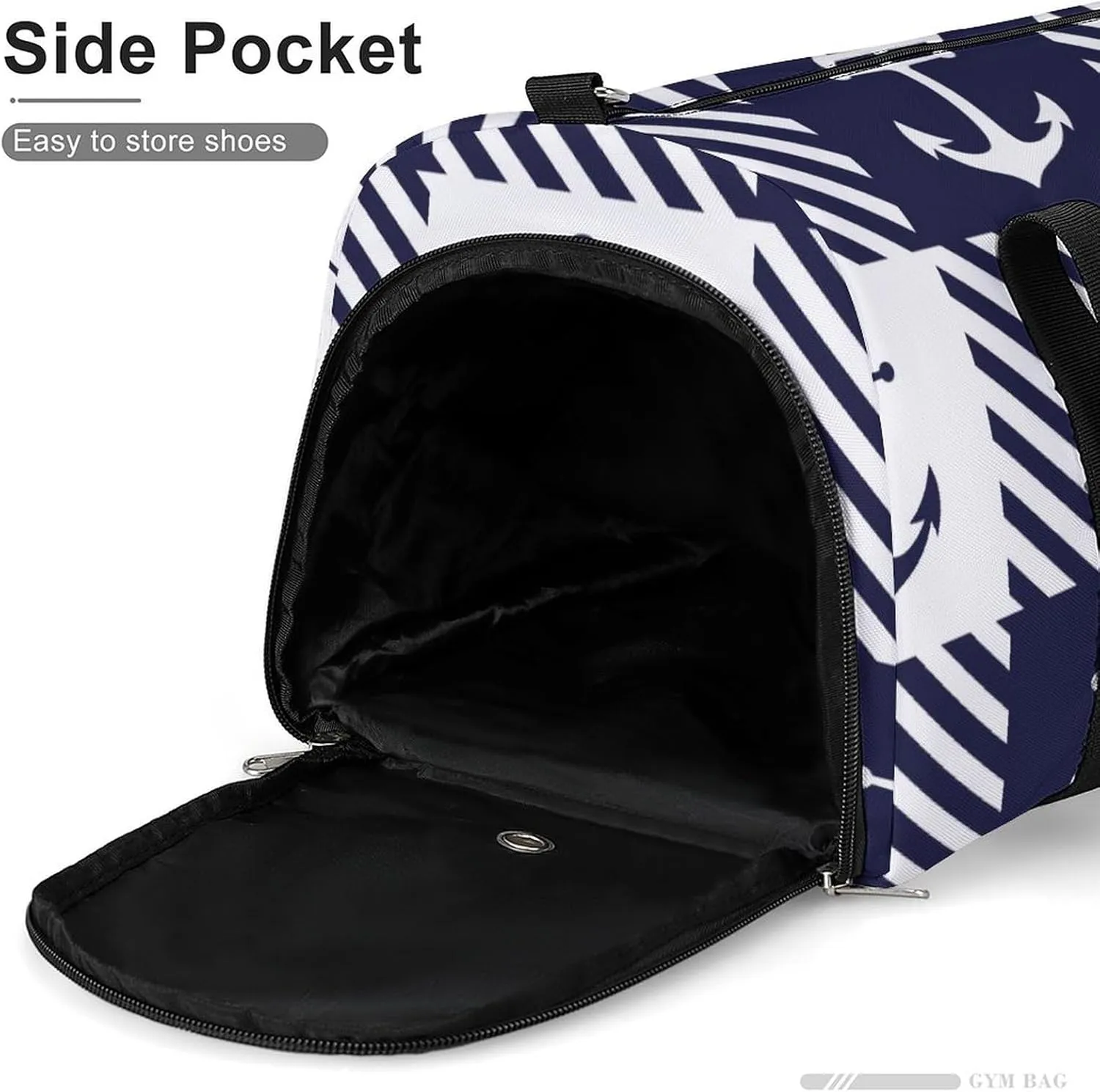 Gym Duffel Bag with Shoe Compartment Wet Pocket, Anchors White Blue Plaid Travel Bag for Men Women