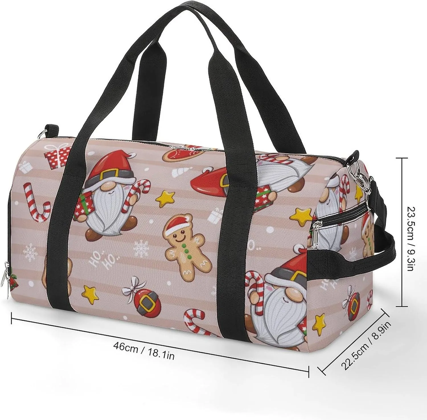 Gym Duffel Bag with Shoe Compartment Wet Pocket, Christmas Gnomes Cute Cartoon Travel Bag for Men Women
