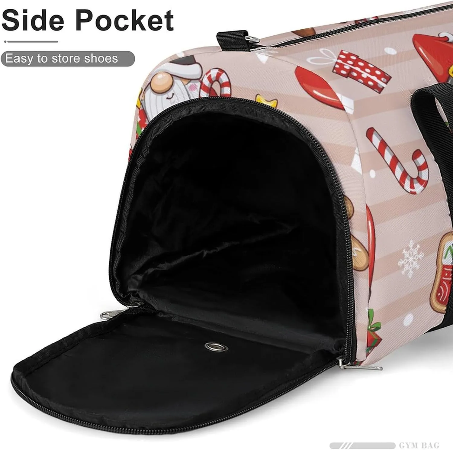 Gym Duffel Bag with Shoe Compartment Wet Pocket, Christmas Gnomes Cute Cartoon Travel Bag for Men Women